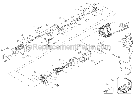 Page A Diagram and Parts List for 9748  Porter Cable Reciprocating Saw